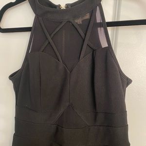 Black A-line halter dress with mesh detail - size small